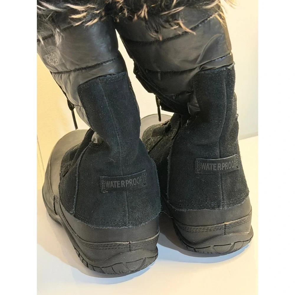 The North Face Snow Boots Black Waterproof Primaloft Faux Fur‎ Winter Womens 7.5